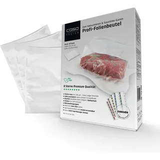 CASO Design CASO 8 Sterne Profi- Folienbeutel 25x35 cm / 50 Beutel, Vakuumierbeutel für alle Vakuumierer, sehr stark & reißfest ca. 150μm, Vakuumbeutel Lebensmittel Vakuumiergerät, Sous Vide, BPA-frei