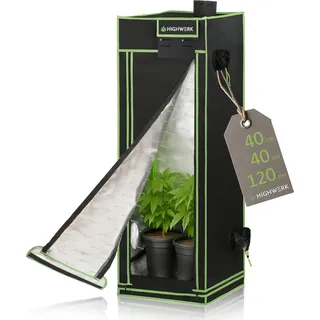 HIGHWERK Growzelt 40 x 40 x 120 cm, Indoor Grow tent, schwarz grün, Growschrank, Pflanzenzelt