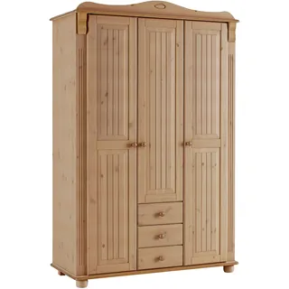 Kleiderschrank OTTO HOME "Adele", beige (natur), B:130cm H:191cm T:53,5cm, Massivholz, Schränke, Kleiderschrank, aus massiver Kiefer,Spiegel beim 4-und 5-trg.Schrank, Innenausstattung