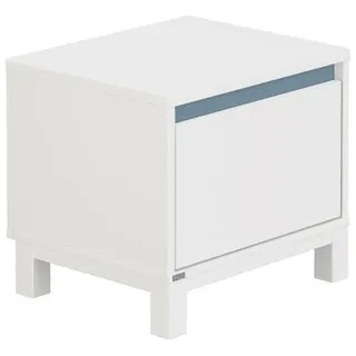 Paidi Nachtkästchen , Blau, Weiß , Holzwerkstoff , 1 Schubladen , 48.4x42.9x40.1 cm , Blauer Engel, Goldenes M , Schlafzimmer, Nachtkästchen