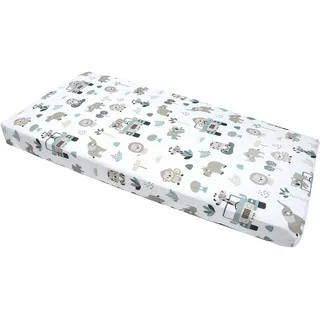 Medi Partners Spannbettlaken 60x120 Baby Bettlaken Kinderbett Spannbetttuch 100% Baumwolle - Fitted Kinder Sheet Bettwäsche Babymatratze Schlafsack Babybett (Minze-Zoo)