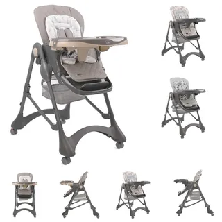 Lorelli Kinderhochstuhl Bellissimo klappbar, Räder, Korb, Liegeposition, Tablett beige - Beige