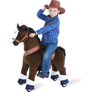 PonyCycle Pferd Tretauto dunkelbraun für Kinder von 3-4 Jahren Schaukelpferd auf Rollen mit Sound und Bremsen - Ux321 - Dunkelbraun
