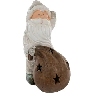 Weihnachtsmann "Weihnachtsdeko", braun, B:26,2cm H:37,5cm T:18,2cm, Polyresin, MYFLAIR MÖBEL & ACCESSOIRES, Dekofiguren, Weihnachtsmann, mit LED Beleuchtung, Höhe ca. 37 cm