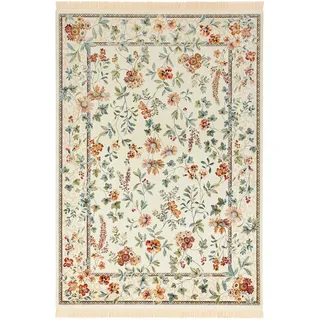 NOURISTAN Teppich »Orient Flowers«, rechteckig, 5 mm Höhe, Orientalisch mit Fransen, Orient, Wohnzimmer, Schlafzimmer, Esszimmer, beige