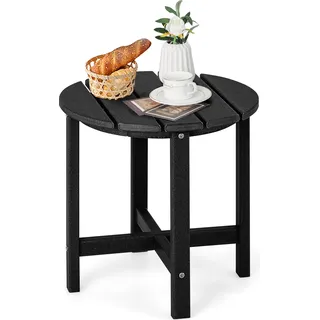 COSTWAY Beistelltisch wetterfest, Gartentisch klein UV-beständig, Balkontisch 46x46x46cm Schwarz - Schwarz