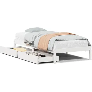 vidaXL Massivholzbett ohne Matratze Weiß 100x200 cm Kiefernholz - Weiß