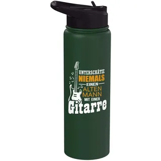 Unterschätze niemals einen alten Mann mit einer Gitarre Stainless Steel Insulated Water Bottle