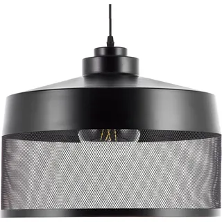 BELIANI Hängeleuchte Schwarz Metall runder Schirm mit Netz-Optik Vintage Minimalistischer Stil - Schwarz, Transparent