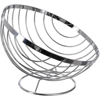 Obstkorb Verchromter Stahl silber 21,5x26x24 cm Dekokorb Gemüsekorb Obstschale