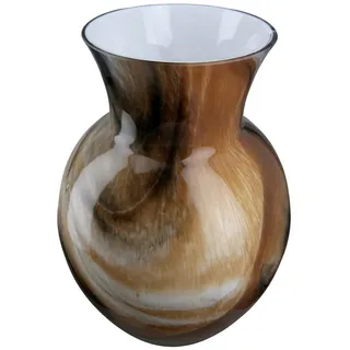 Vase , Dunkelgrau, Hellbraun , Glas , bauchig , 18.5x25x18.5 cm , auch für frische Blumen geeignet , Dekoration, Vasen, Glasvasen