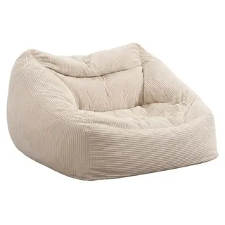 HOME DELUXE - Sitzsack COZY - Stoff: Samt Cord, Farbe: Beige - Maße: 100 x 88 x 80 cm, inkl. Füllung I Sitzmöbel Bean Bag Sitzsäcke - Beige