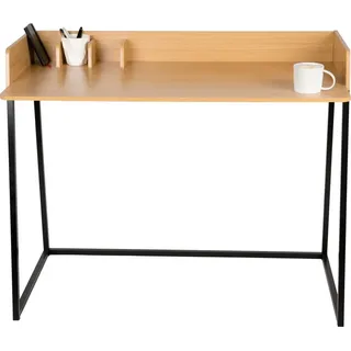 wondermake® Design Schreibtisch aus Holz und Metall, Bürotisch PC-Tisch Computertisch Arbeitstisch für Home Office , 110x55x87 cm, Eiche hell braun schwarz