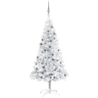 Künstlicher Weihnachtsbaum Beleuchtung & Kugeln Silber 120 cm - Silber