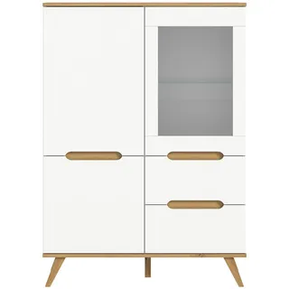 inn.furn Highboard weiß Eiche 100 x 140 cm, mit Soft Close Hygge