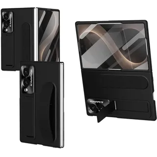ZQYFCDZ Hülle für Samsung Galaxy Z Fold 8 mit Ständer, Schwarz | Integrierte Displayschutzfolie, Armbandtasche, Tragbarer Ständer und Objektivschutz, Fingerabdruckresistentes PC-Material