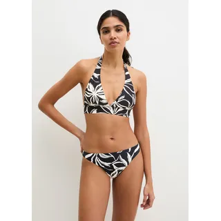 Bandeau-Bikini-Top MARC O'POLO "Abstract Floral AOP", Damen, Gr. M (40), N-Gr, schwarz-weiß (schwarz, weiß cotton print), Obermaterial: 84% Polyamid, 16% Elasthan, Bikini-Oberteile Bandeau-Bikini-Top