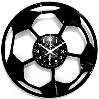 Instant Karma Clocks | Fußball Wanduhr mit Spielern – Geschenk für Kinder, Trainer & Fans | Geräuschlosem Quarzwerk | Geschenkidee (Schwarz-02)