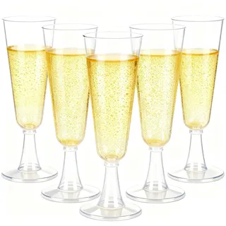 AKOLAFE 100 Stück Sektgläser Plastik 160ml Sektgläser Kunststoff Mehrweg Sektglaser Transparent BPA-frei Sektglas Stapelbare Champagnergläser für Hochzeiten, Geburtstage, Party