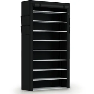 Juskys Schuhschrank L 9 Ebenen, geschlossen, Stoff-Bezug wasserabweisend, Stecksystem