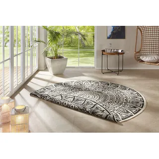 freundin Home Collection Lilja Flachgewebe In- Outdoor Wendeteppich Wetterfest Modernes Mandala Design Teppich für Balkon Garten Wintergarten Wohnzimmerteppich Wasserfest, Ø 240 cm