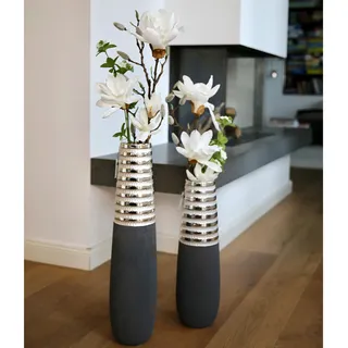 Gilde Deko Vase Bodenvase - Keramikvase - - – Vase groß Höhe 50 cm - Breite 15 cm