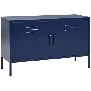 Beliani Lowboard blau 2 Türen 100 cm Uria , Blau , Metall , 100x65x40 cm , Wohnzimmer, TV Möbel, Lowboards, Lowboards stehend