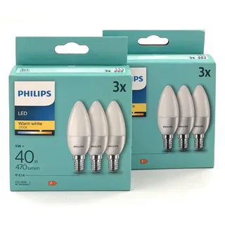 Philips LED-Kerze 4,9W E14 470 lm warmweiß 6 St.