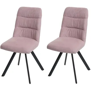 Mendler 2er-Set Esszimmerstuhl Samt rosa