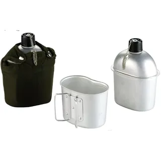 Ibili Water Bottle Set 1 l of Aluminium, Silver/Green, 13 x 8 x 18 cm