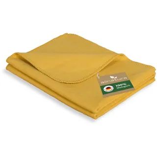 allnatura warme Kinder Sommer-Kuscheldecke COTONA-Bambini 100x150 cm Made in Germany Ocker/Gelb – 100% nachhaltige Bio-Baumwolle – schadstoffgeprüfte Überwurfdecke für Kinderwagen, Bett, Boden