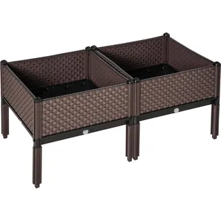 Pflanzkübel für Außenbereich - Erhöht - 2er-Set - 50×50×46,5 cm - Braun