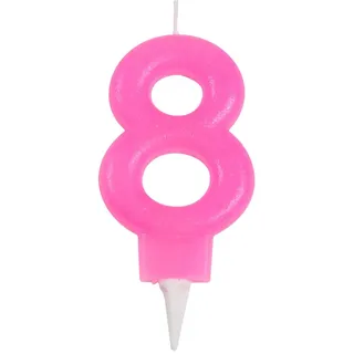 Homéa, Geburtstagskerze, Pailletten, Zahl 8, Höhe 7,5 cm, Rosa