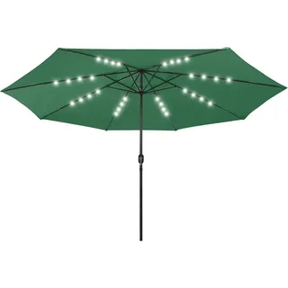 vidaXL Sonnenschirm mit LED-Beleuchtung 400 cm Grün - Grün