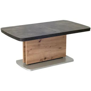 Venda Couchtisch , Anthrazit, Grau, Wildeiche , Holzwerkstoff , Betonoptik , rechteckig , Bodenplatte , 63x53-72x110-180 cm , ausziehbar, höhenverstellbar , Wohnzimmer, Wohnzimmertische, Couchtische, Höhenverstellbare Couchtische