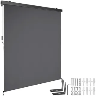 Tectake Senkrechtmarkise 160 x 250 cm Dunkelgrau Aluminium