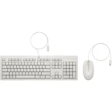HP 225 Wired Mouse and Keyboard Combo Cashmere White (DE, Kabelgebunden), Tastatur, Weiss