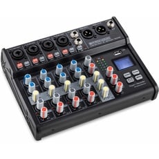 Pronomic B-603 Mini-Mixer mit Bluetooth und USB-Recording - Kompakter 6-Kanal Mixer - 4 Kanäle mit Combobuchsen, Phantomspeisung und Hi-Z Schalter - USB-Port - Main-Ausgänge im XLR-Format - Schwarz