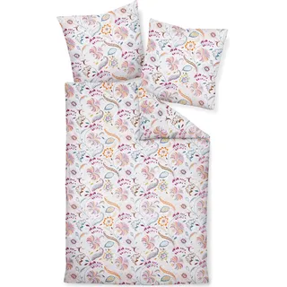 Janine Design Mako-Soft-Seersucker Bettwäsche-Garnitur TANGO 20140 Farbe orange fuchsia Größe 135x200 + 80x80 cm - Weiß, Rosa, Orange, Hellblau