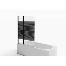 Marwell Black Lines Badewannenaufsatz 100 x 140 cm Duschwand für Badewanne 2-teilig faltbar in matt schwarz - Duschabtrennung aus 4 mm starken Einscheibensicherheitsglas