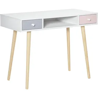 Kinderbüro - Kindertisch - Schreibtisch für Kinder - Spieltisch - Schreibtisch für das Kinderzimmer - Weiß/Rosa/Grau