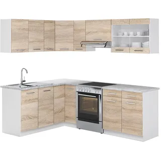 Vicco Winkelküche L-Form 227 x 167 cm Weiß/Sonoma