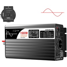 XIJIA LCD-display xijia Wechselrichter 24V reine Sinuswelle zu AC 230V 50Hz LCD-Anzeige Solarenergiekonverter für Heimauto ( (DC 24V (Bereich 20V-30V) 1500W)