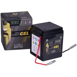 Intact Bike-Power GEL6-6N4-2A, 6N4-2A, 00411, Motorradbatterie 6V 4 Ah 30 A (EN), Wartungsfreie Gel Motorradbatterie mit 30% mehr Startleistung, für Roller, Motorrad, Quad, Rasentraktor