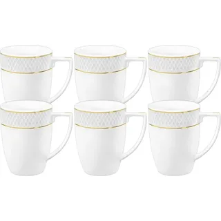Wilmax Tasse 450 ml Weiß Goldrand Porzellan 6er Set WL-880102432/A6 - Weiß