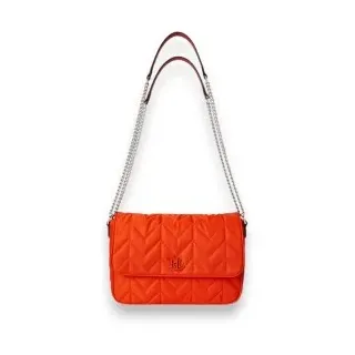 Lauren Ralph Lauren für Damen. 431P04319002 Orangefarbene gesteppte mittelgroße Stevie Messenger-Tasche (OSFA), Lässig, Nylon