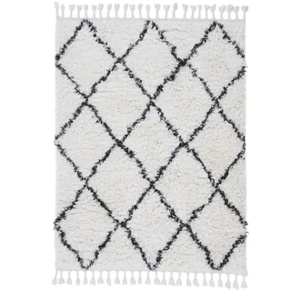 carpetfine Eddy Hochflor-Teppich 80 x 150 cm Schwarz