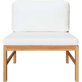 vidaXL Mittelsofa mit Creme Kissen Teak Massivholz - Creme