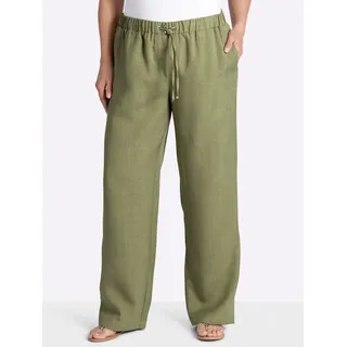 Schlupfhose SHEEGO, Damen, Gr. 58, Normalgrößen, grün (schilf, champagner, meliert), 100% Polyester, meliert, Hosen Schlupfhose