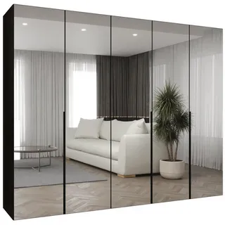 Abiks Möbel Drehtürenschrank 202/250/52 5-türig , Holz , Nachbildung , 9 Fächer , Rechteckig , 250x202x52 cm , Schlafzimmer, Kleiderschränke, Drehtürenschränke